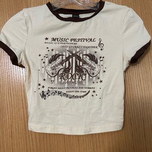 Shein - Music Festival Rock Letter Printed Crop Top T-Shirt